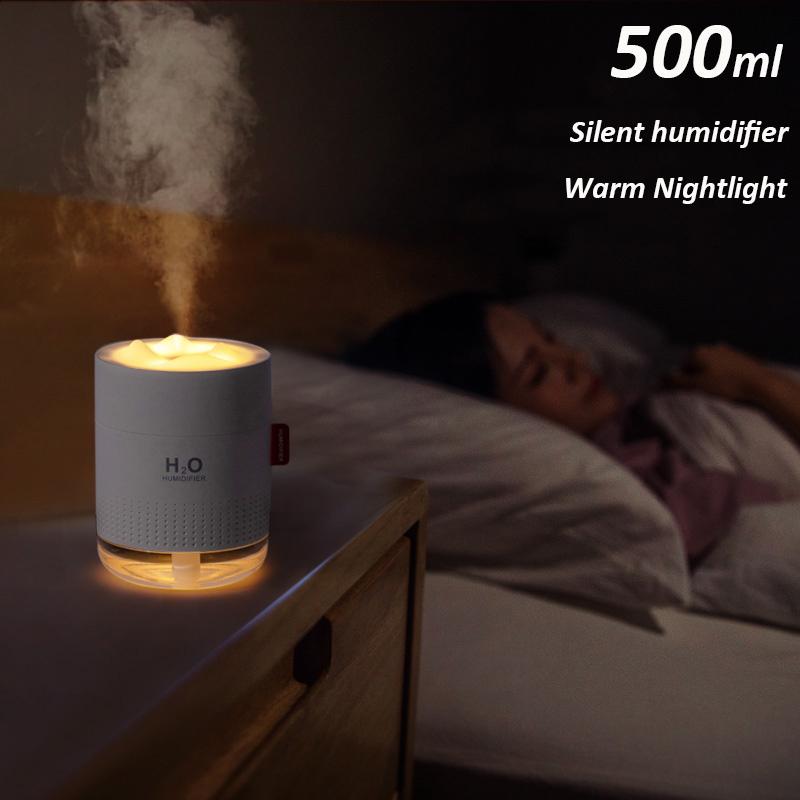 Tragbarer Ultraschall-Luftbefeuchter 500 ml Snow Mountain H2o USB-Aroma-Luftdiffusor mit romantischer Nachtlampe Humidificador Difusor