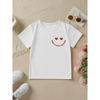 Mărimi europene Fete Modă de vară Tricou cu mânecă scurtă DADDYS LITTLE VALENTINE Imprimeu desen animat carouri și ochi de inimă Gât rotund casual