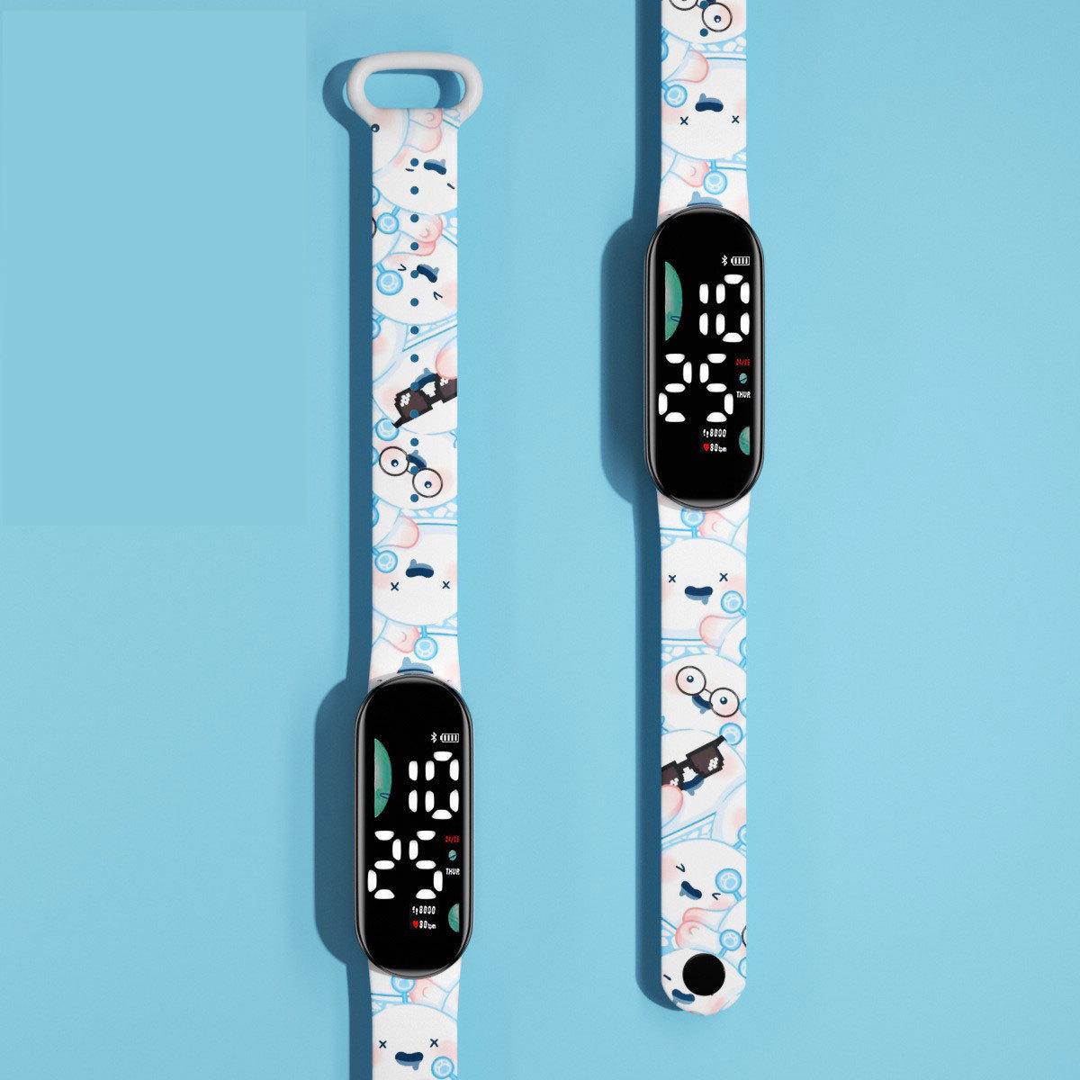 Colorful Cartoon Print Kids Electronic Watch - Cute Strap & Trendy Design