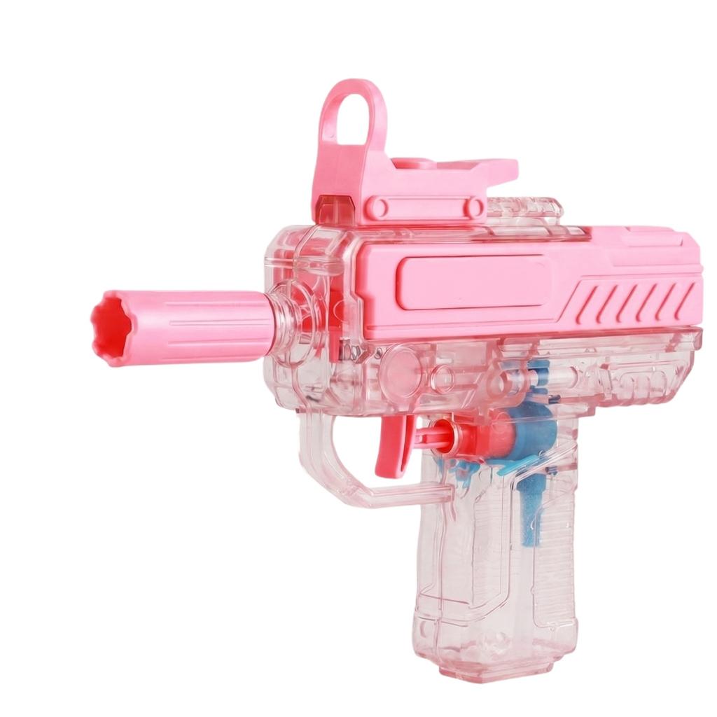 Press Type Water Blaster Toy with Transparent Body and Ergonomic Handle for Outdoor Activities and Group Play