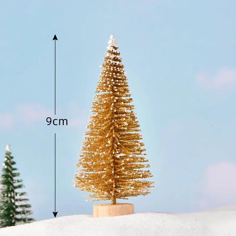 1 PC Artificial Christmas Tree Figurine Sisal Silk Cedar Pine Tree Mini Miniature Micro Landscape New  Fairy Garden Decor