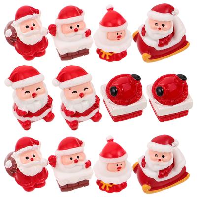 12Pcs Resin Santa Claus Christmas Decorations Miniature Xmas Tabletop Decor DIY Holiday Craft Ornaments Festive Home Office