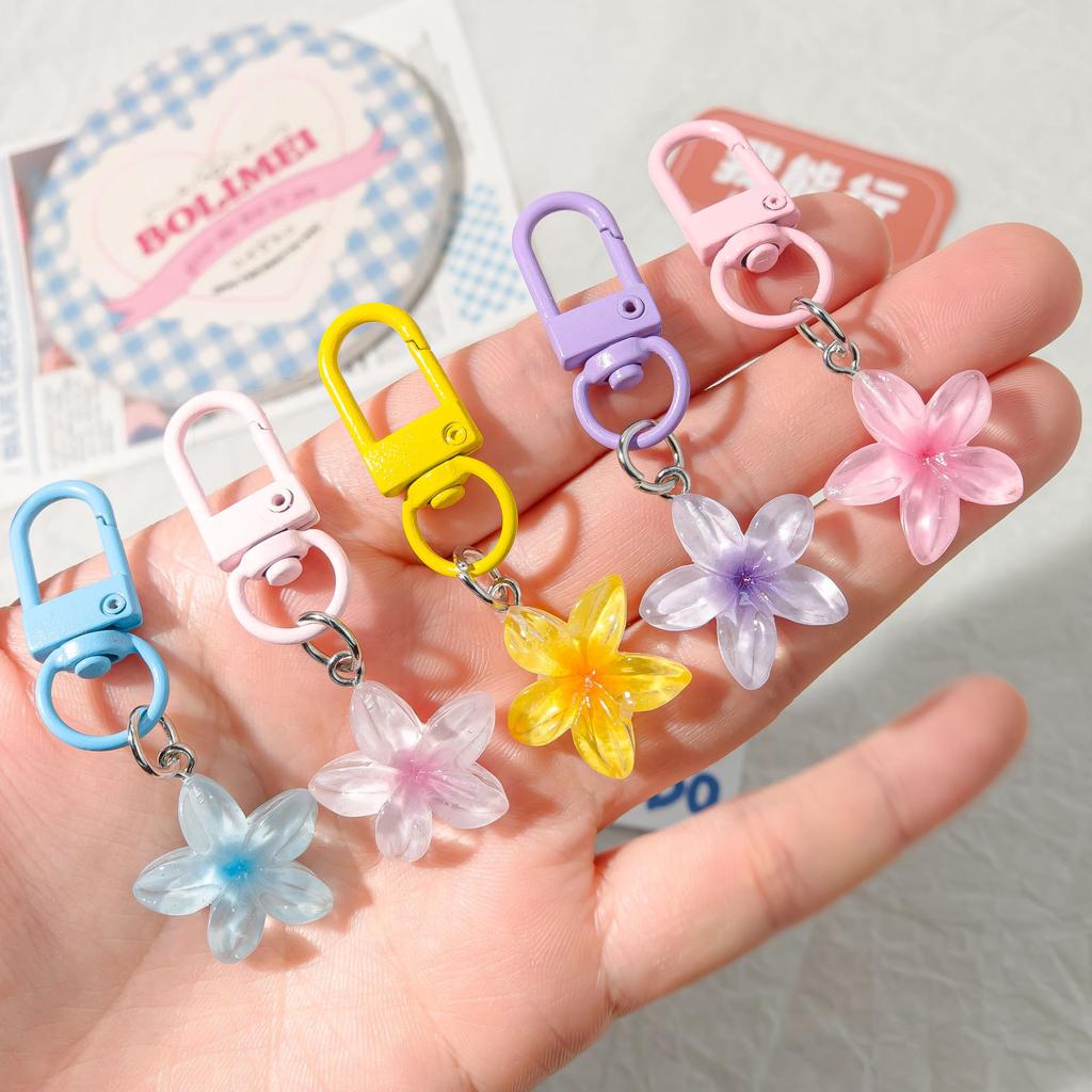 Colorful Transparent Flower Keychain Women's Cute Bag Charm & Earphone Decoration