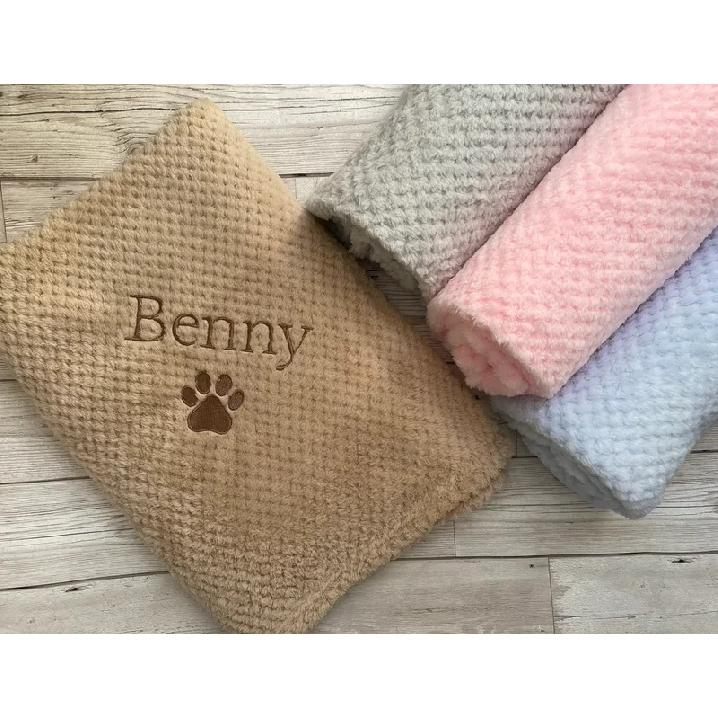 Personalised Embroidered Puppy Dog Blanket, Paw Print Pet Blanket, New Puppy Dog Gift, Soft Blanket For Pets Birthday Gift