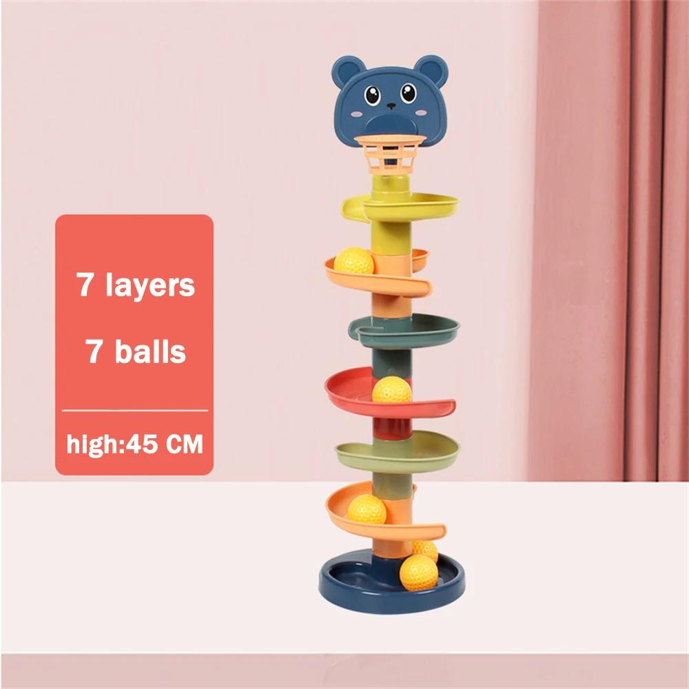 Baby Gift Stacking Toy ForChildren Baby Toys Rolling Ball Pile Tower Early Educational Toy For Babies Rotating Track Educational