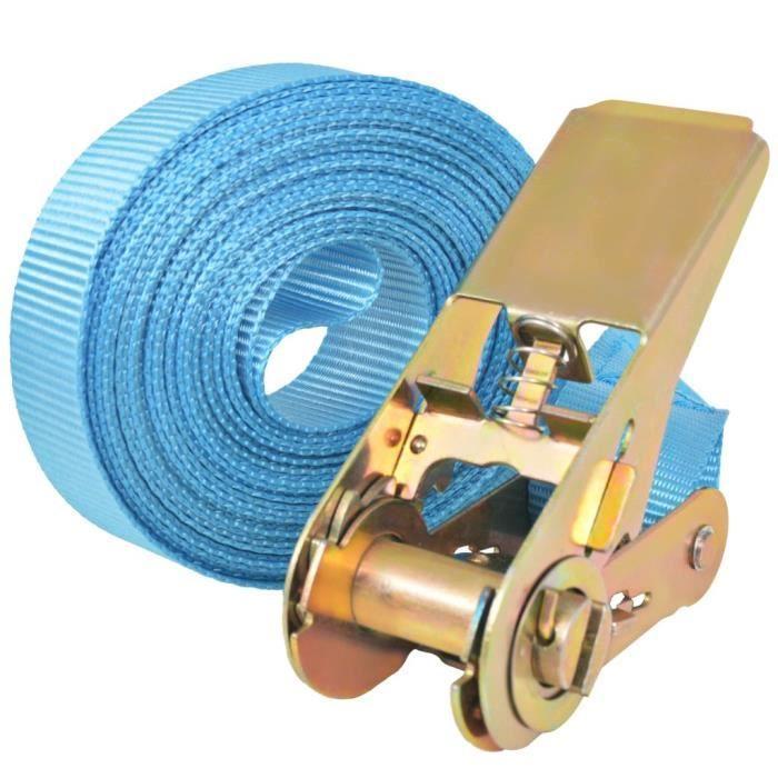 VidaXL Sangle d’arrimage à cliquet 10 pcs 0,8 tonne 4 m x 25 mm Bleu