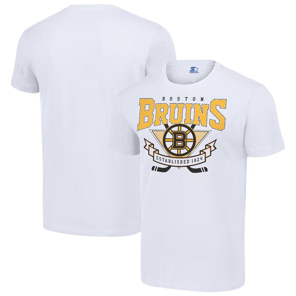 Boston Bruins Starter Team Logo Graphic TShirt Shortsleeved Summer Shirt Comfortable Breathable Retro Oversized Streetwear