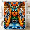 Tiger Print Shower Curtain Waterproof Home Decor Bathroom Rug Mat Modern Orange Floral Design for Kids Bedroom Decoration (Size: