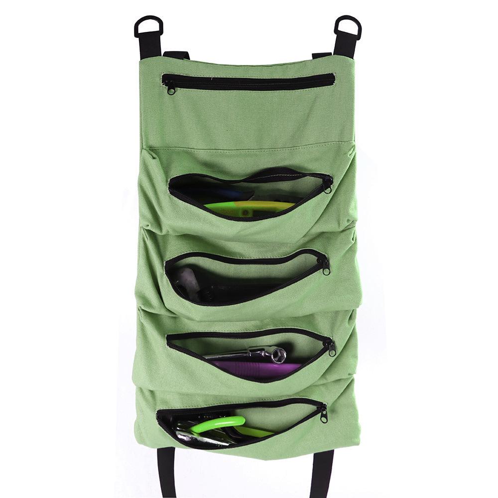 Multipurpose Roll-Up Tool Bag and Wrench Organizer with Shoulder Strap and Zipper Closure