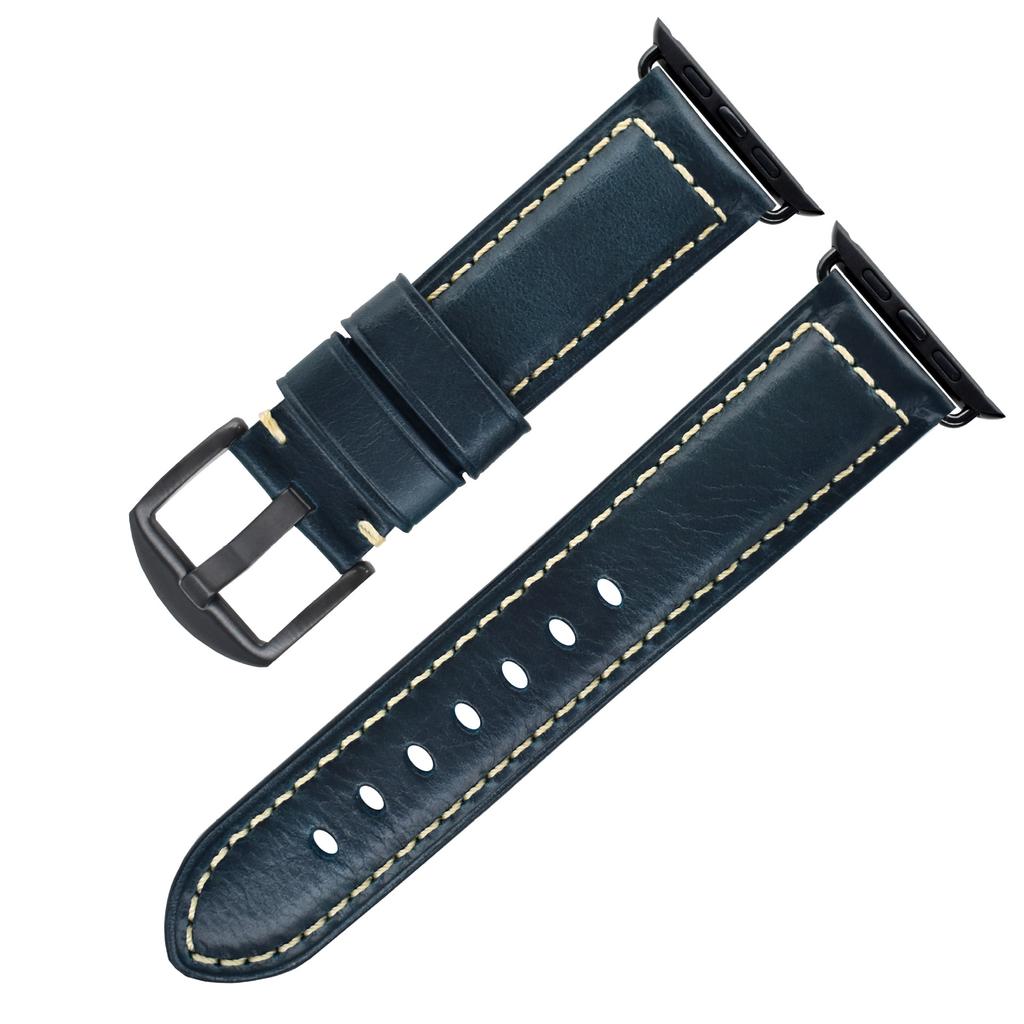 First Layer Real Cowhide Retro Leather Watch Strap Replacement for Apple Watch Series 1 2 3 4 5 7 8 9 SE Smart Watch Accessory