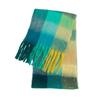 Long Plaid Wool Scarf Mohair Women Cape Elegant Rainbow Tassel Shawl  Student
