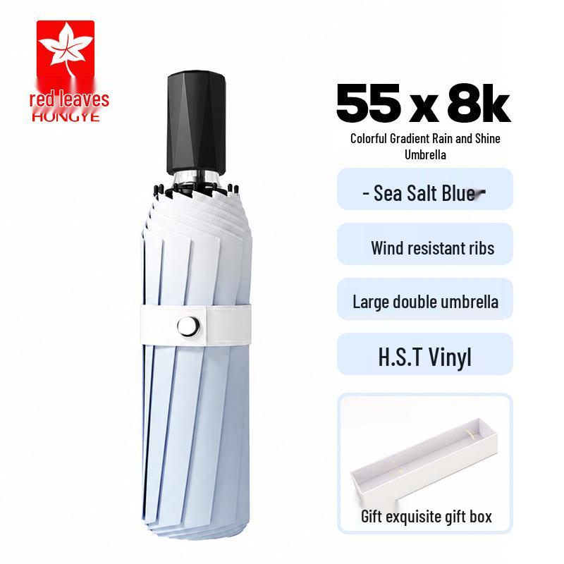 Premium Gradient Maple Leaf Automatic UV-Protection Umbrella: Expandable Sunshade for All Weather