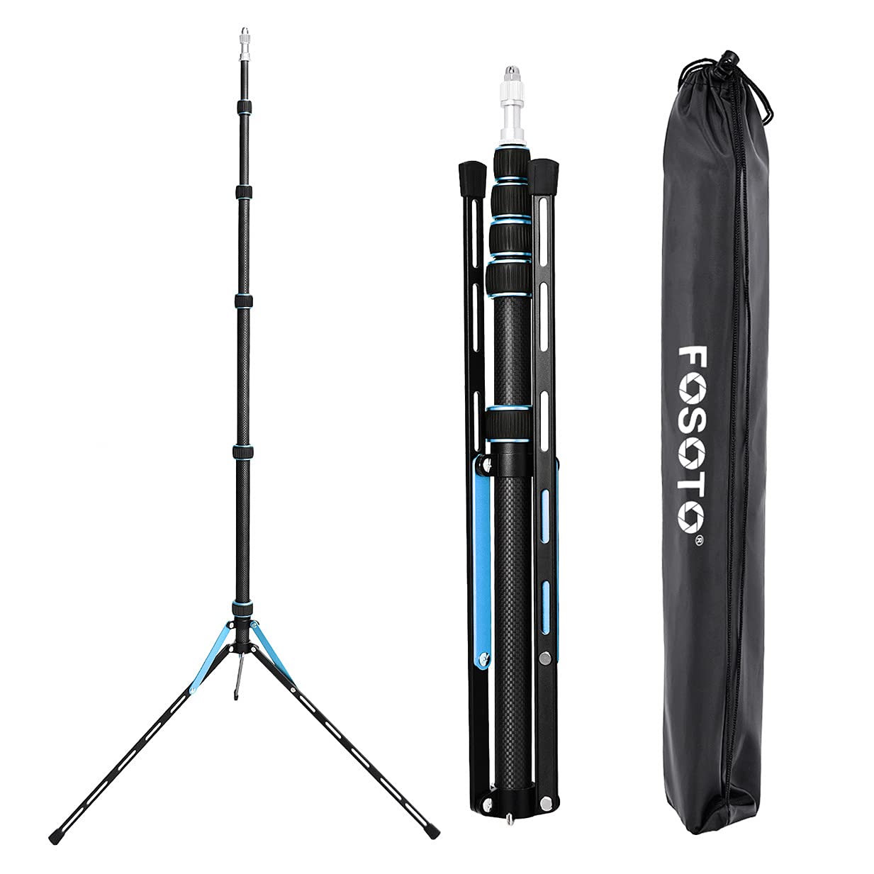 

FOSOTO Professional Tripod Light Blue Photography Light Free Rubber and Monopod Indoor and Outdoor Live Video Outdoor Cloud Video Stand, Stand, 222cm, чорний