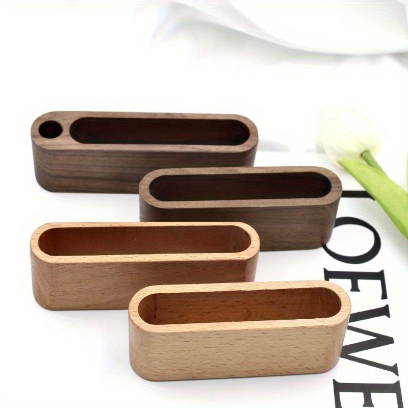 2Pcs Business Card Holder with Pen Holder Classification Solid Wood Business Card Box Pen Organizer Business Card Holder