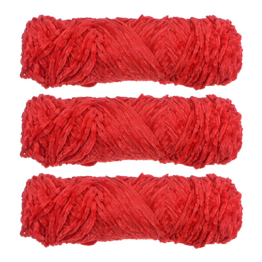 3 Skeins Chenille Yarn Soft Blanket Yarn Polyester Velvet Fancy Fluffy Yarn Knitting for Crochet Weaving Scarf, White