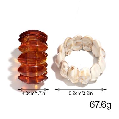 Vintage Acrylic Amber Elastic Geometric Bracelets Bangles for Women Stretchy Resin Big Cuff Bracelet Designer Jewelry 2025