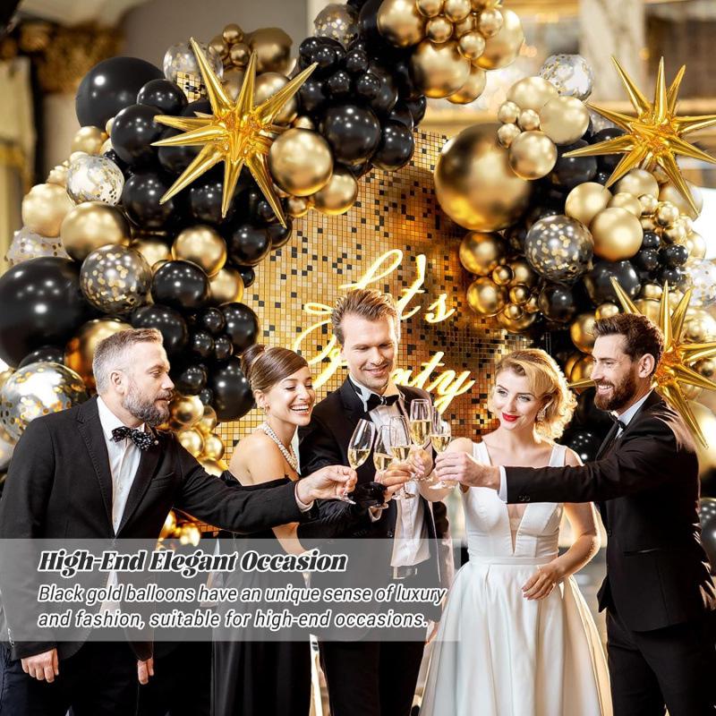 Black Gold Balloon Garland Arch Kit for Graduation and Birthday Decorations