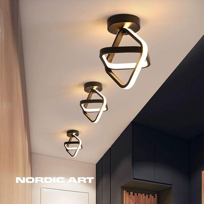 Nordic Black White LED Ceiling Lights Chandelier Lamps for Corridor Balcony Interior LED Ceiling Lamp Decor for Home AC85-265V
