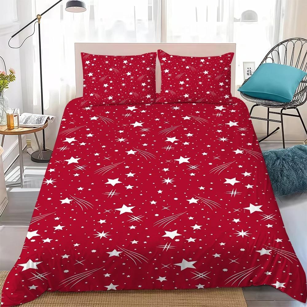 Housse de couette Taie d'oreiller Mode Y2k Étoile 2/3 pièces Ensemble de literie pour décoration de chambre Reine Roi pour Adolescents Enfants Garçons Filles 140x200cm (2pcs)