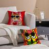 Funny And Surprising Cat Patterns Pillow Case Double-Sided Plush Sofa Cushion Covers Organic Breathable Invisible Zipper