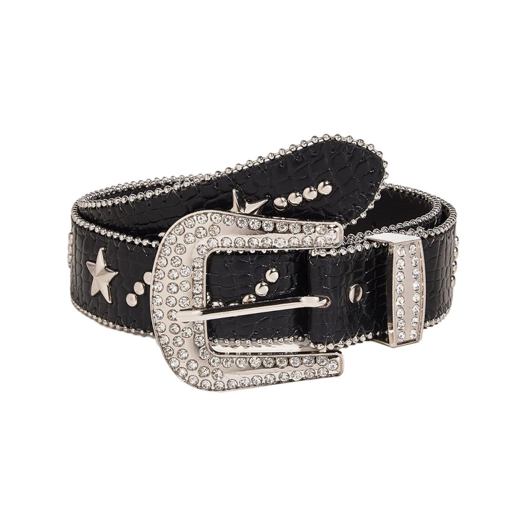 Sexy Waist Belt Jeans Belt PU Studded Diamante Belt Casual Ceinture Punk Modern Belt Street Dance Crystal Belt
