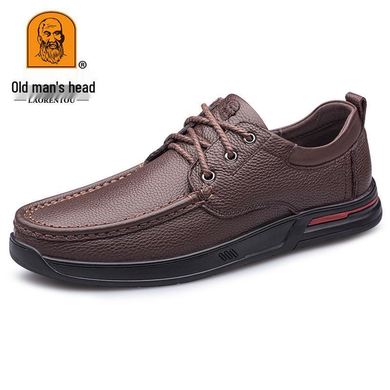 Men s Versatile Leather Lace-up Shoes - Korean Style, British Fashion, Spring/Summer Business Casual 45 коричневый