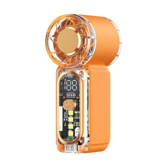 Handheld Fan with Transparent Body Mini Portable Personal Fan Digital Display And Emergency