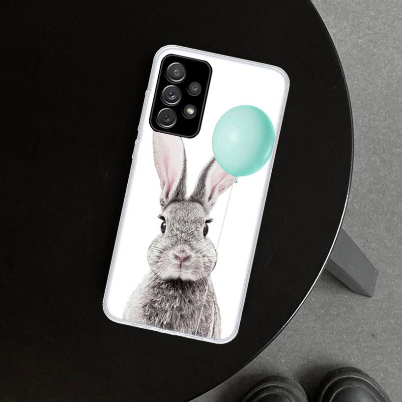 Cute Bunny Rabbit Phone Case Cover For Samsung Galaxy A12 A22 A32 A52 A72 A02S A51 A50S A31 A20S A10S Note 20 Ultra 10 Plus Gala