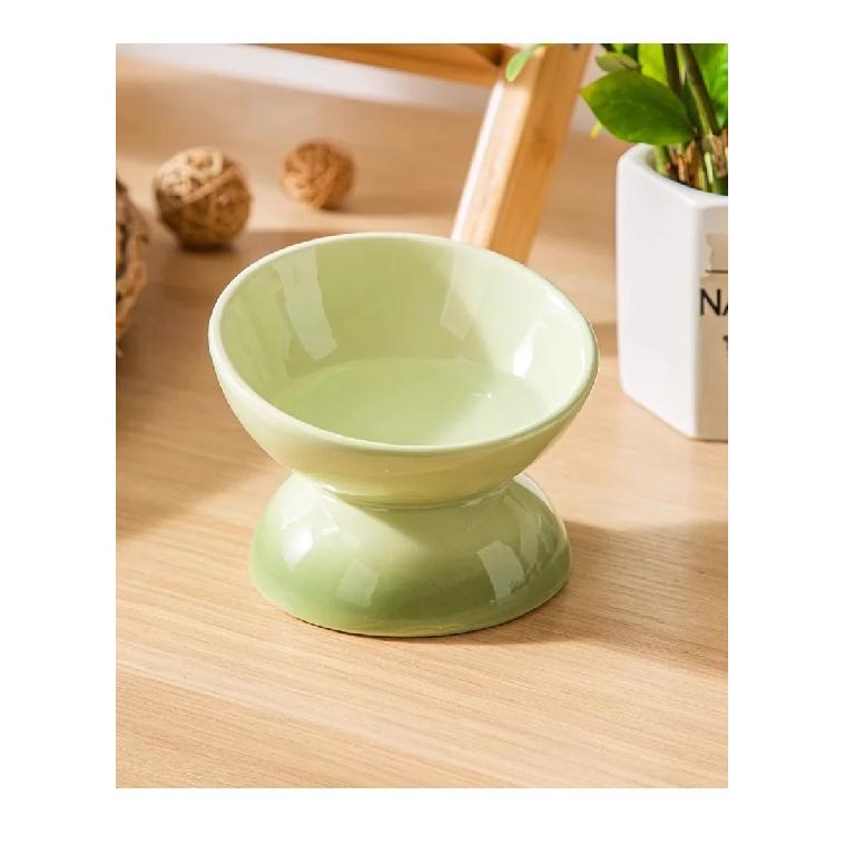 Rainbow Gradient Pet Bowl Ceramic Food Bowl Slanted Mouth Feeders for Cats