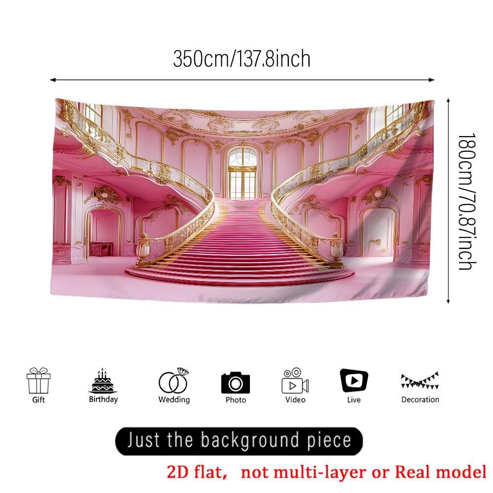 1Pcs Extra Large Pink Bat Palace Staircase Decoration Background Halloween Backdrop Decorations For Photo Studio Booth Party