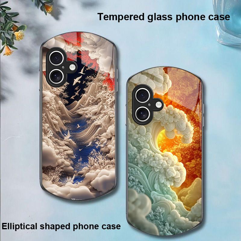 Sternennacht Foyer Für Apple iPhone 16 11 13 15 14 Pro Max 12 Mini 7 8 Plus XR X XS Elliptisch geformte Hülle aus gehärtetem Glas