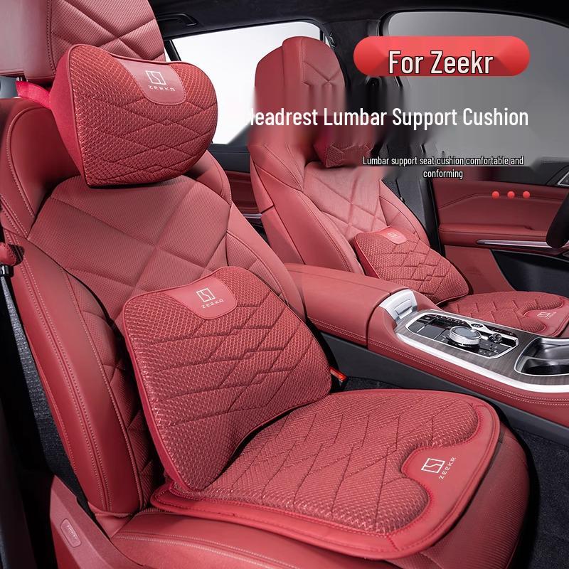 Zeekr Car Neck and Lumbar Support Pillow, Ice Silk Seat Cushion for Models 001/007/009.