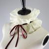 Vintage Chiffon Beige Ruffled Detachable Collar Ribbon Lace Up Scarf Costume Palace Collar Autumn Winter Decorative Fake Collar