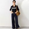 JINJU Women's Silk Blend Color-Block Zipper Cardigan