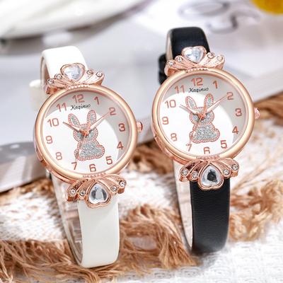 Hasen Design Damenuhren Retro Damen Quarz Armbanduhren Weibliche Lederuhr