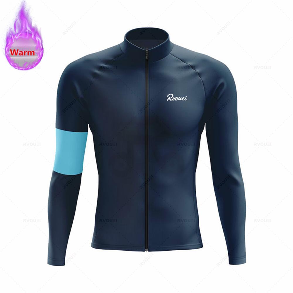Winter Rvouei Cycling Clothing Men's Thermal Fleece Bicycling Clothing Set Outdoor MTB Bike Bib Pants Ropa Maillot Ciclismo