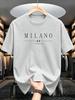Men's Casual Pattern MILANO LTALIA Printed Sports Comfortable Round Neck Men's Clothing Women's Summer Short-sleeved T Shirt