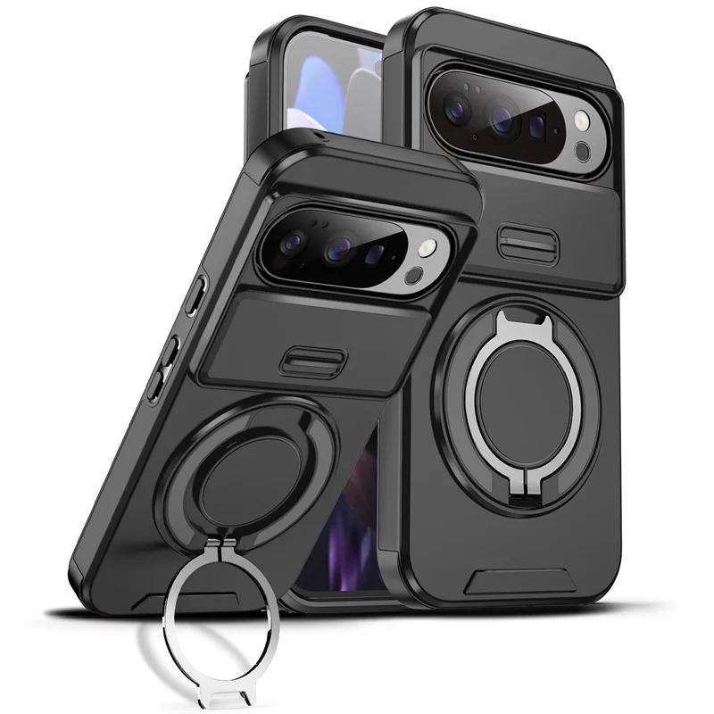 Armor Case For Google Pixel 10 9 Pro XL Magnetic Ring Bracket Funda For Pixel 10A 9A 8A 11 10 9 8 7 Pro Slide Lens Protect Cover