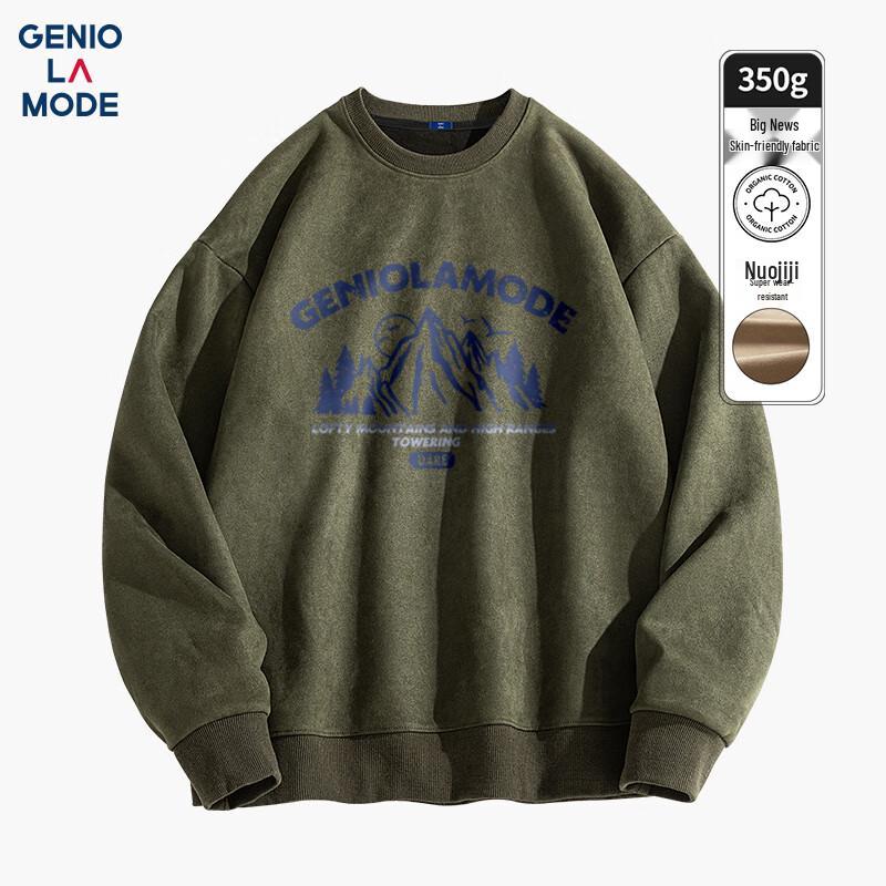 

GENIOLAMODE Men s Suede Fleece Crew Neck Sweatshirt XL