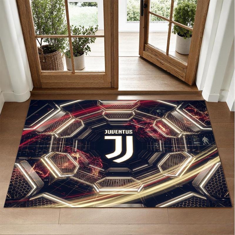 Juventus FC Design Crystal Velvet Rug Soft Decorative Mat for Bedroom Entrance
