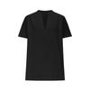 Womens Linen Short Sleeve V Neck Casual Blouse Loose Fit Lightweight Summer Top for Daily Work Travel Beach Wear