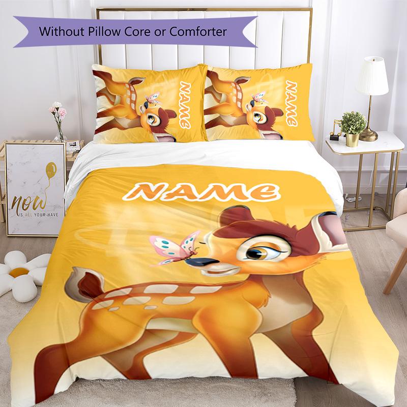 3pcs Bambi3 Cover Set - Personalized Name, HD Printed Bedding with 1 Cover and 2 Pillowcases - Perfect for Home Decor, Easy Care