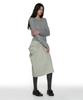 Partimento Woman Asymmetric Drape Panel Midi Skirt_Stone