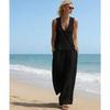 Womens Casual Sleeveless Button Top And Wide Leg Pants Two Piece Set