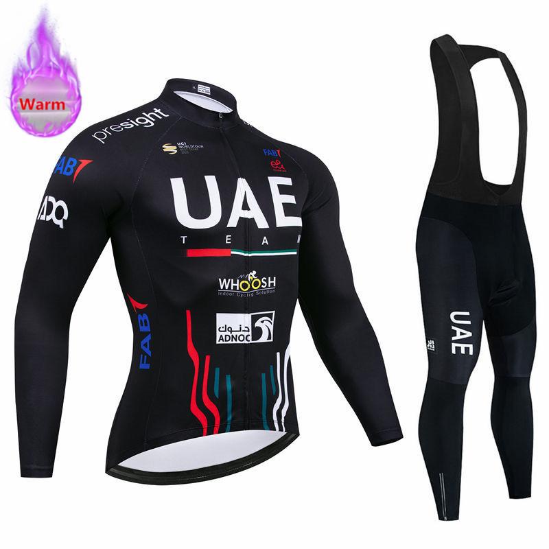 2027 Uae Team Winter Fleece Long Sleeve Cycling Jersey Set Mountian Bicycle Clothes Wear Ropa Ciclismo Racing Bike Jersey Suit