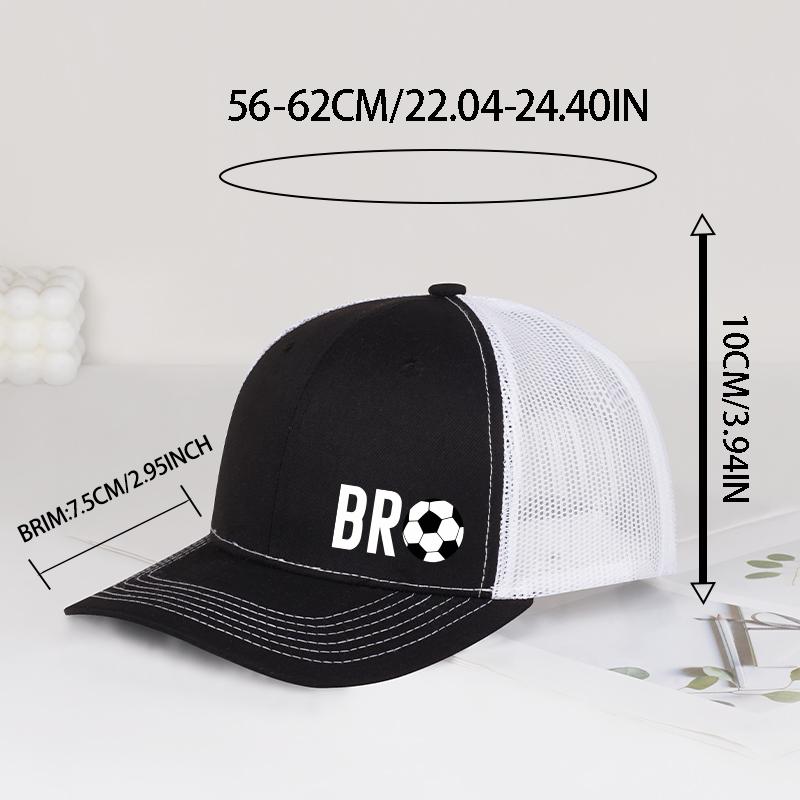 BRO Soccer Print Mesh Trucker Hat Adjustable Breathable Baseball Cap Unisex Sports Sun Hat For Men