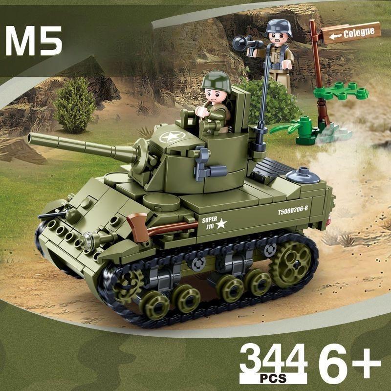 World War II Normandy Landing US Army M5 Stirling Tank Weapon Building Blocks Military Soldier Bricks Classic Model Kids Toys No BOX