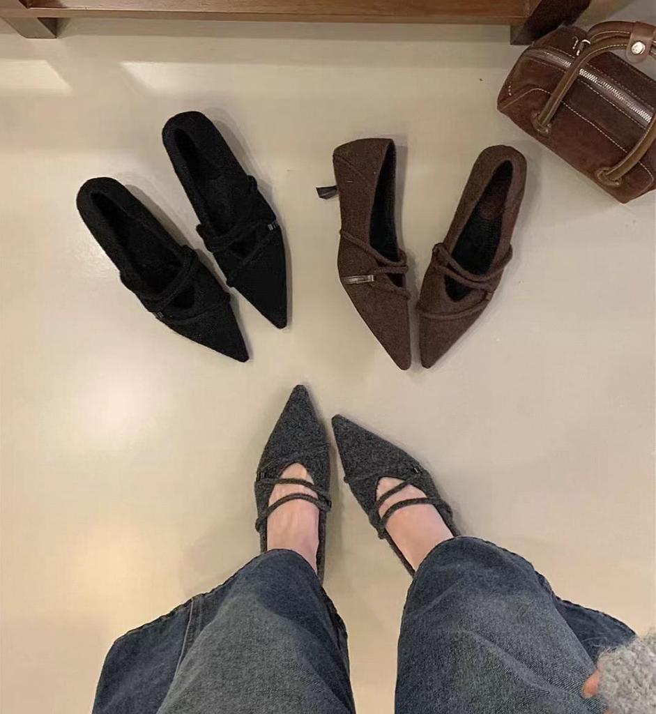 2025 Herbst und Winter neue spitze Lammwolle Schleife hohl vielseitig Pendler Arbeit warm Damen Einzelschuhe