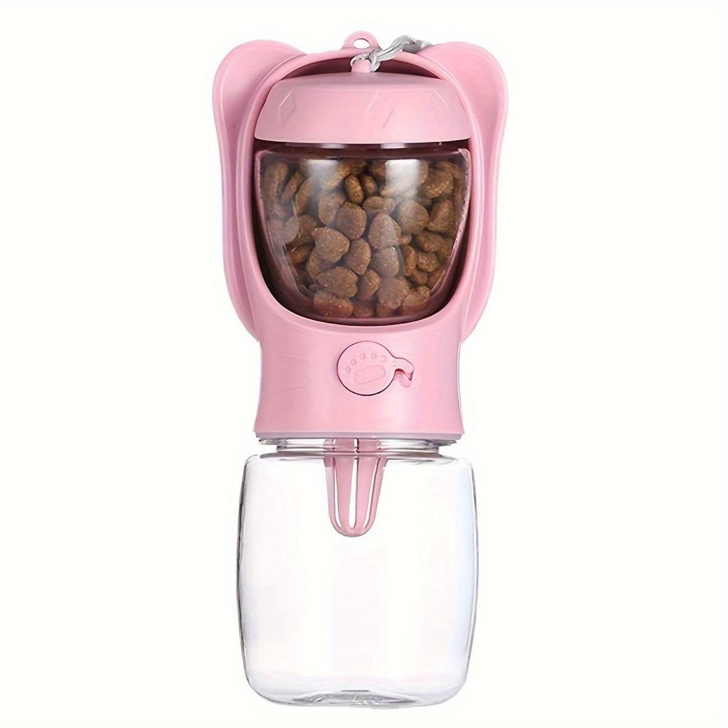 Portable Dog Water Bottle with Food Container, Outdoor Pet Water Dispenser for Hiking, Walking, Travel, Puppy Essentials