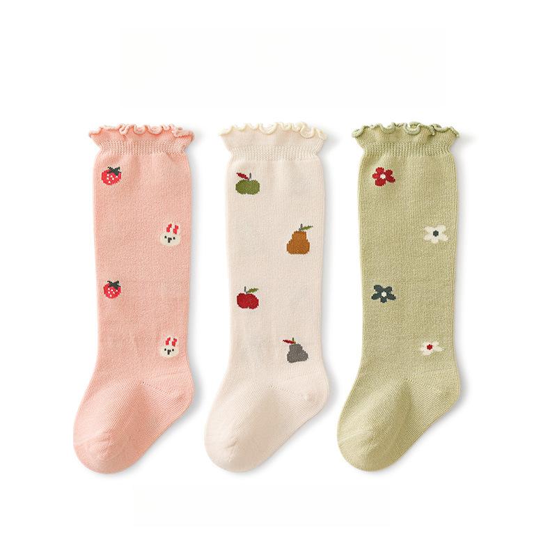 3 pary/partia Dziecięce podkolanówki Dzieci Dziewczynki Chłopcy Miękkie bawełniane długie skarpetki Śliczne hiszpańskie paski Jednolite skarpetki dziecięce dla 0-3 lat